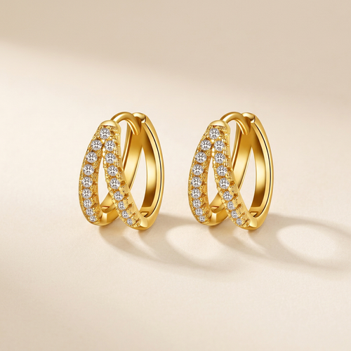 Cross Gold-Plated Hoops, smaller framing