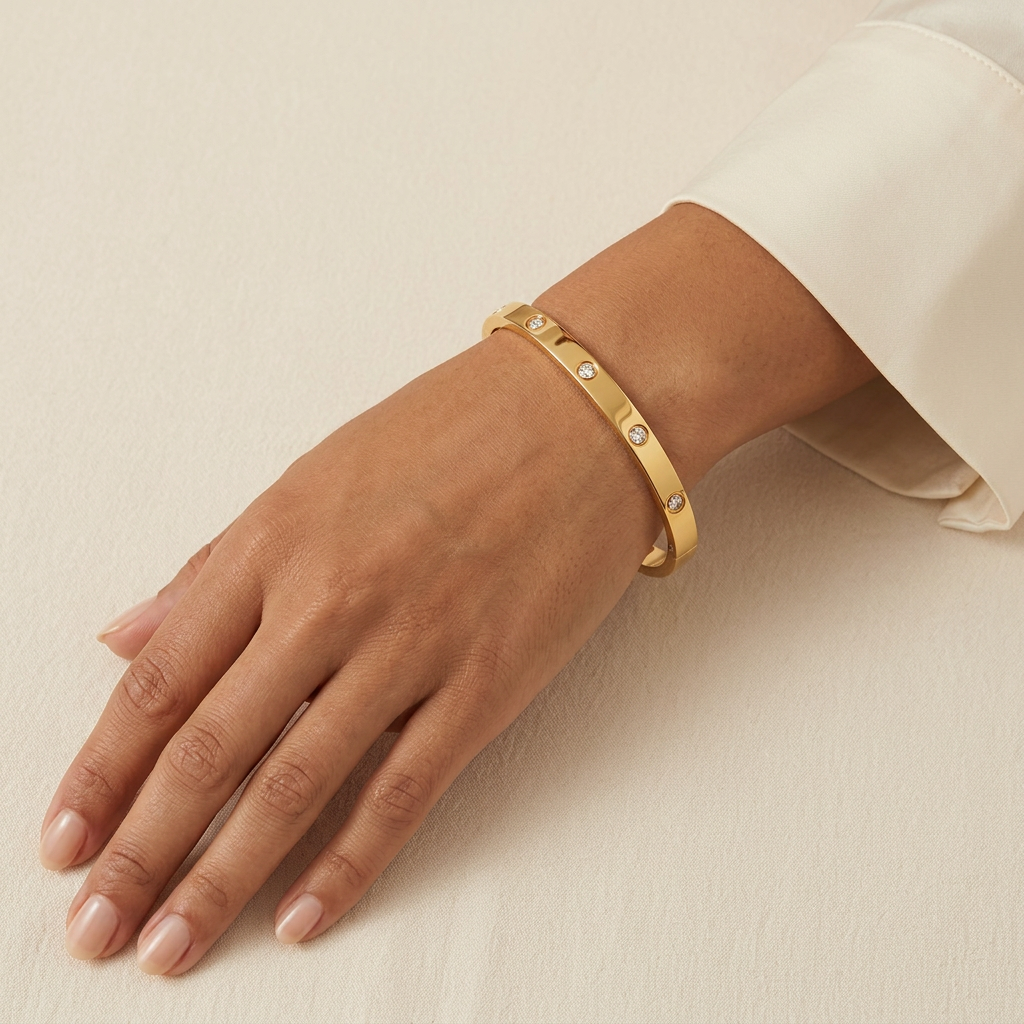 Lumi bangle with youthful adult-hand styling