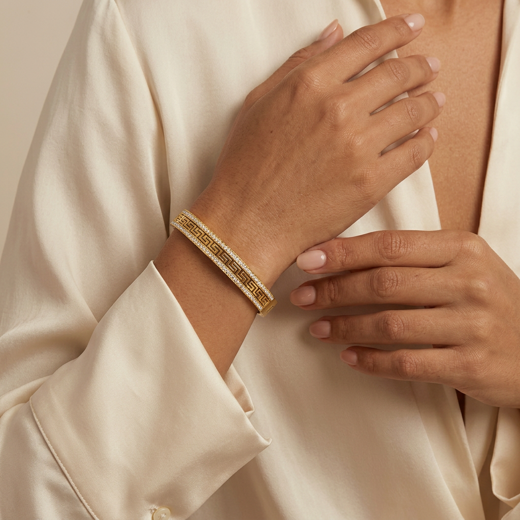 Maze bangle worn in the second pose