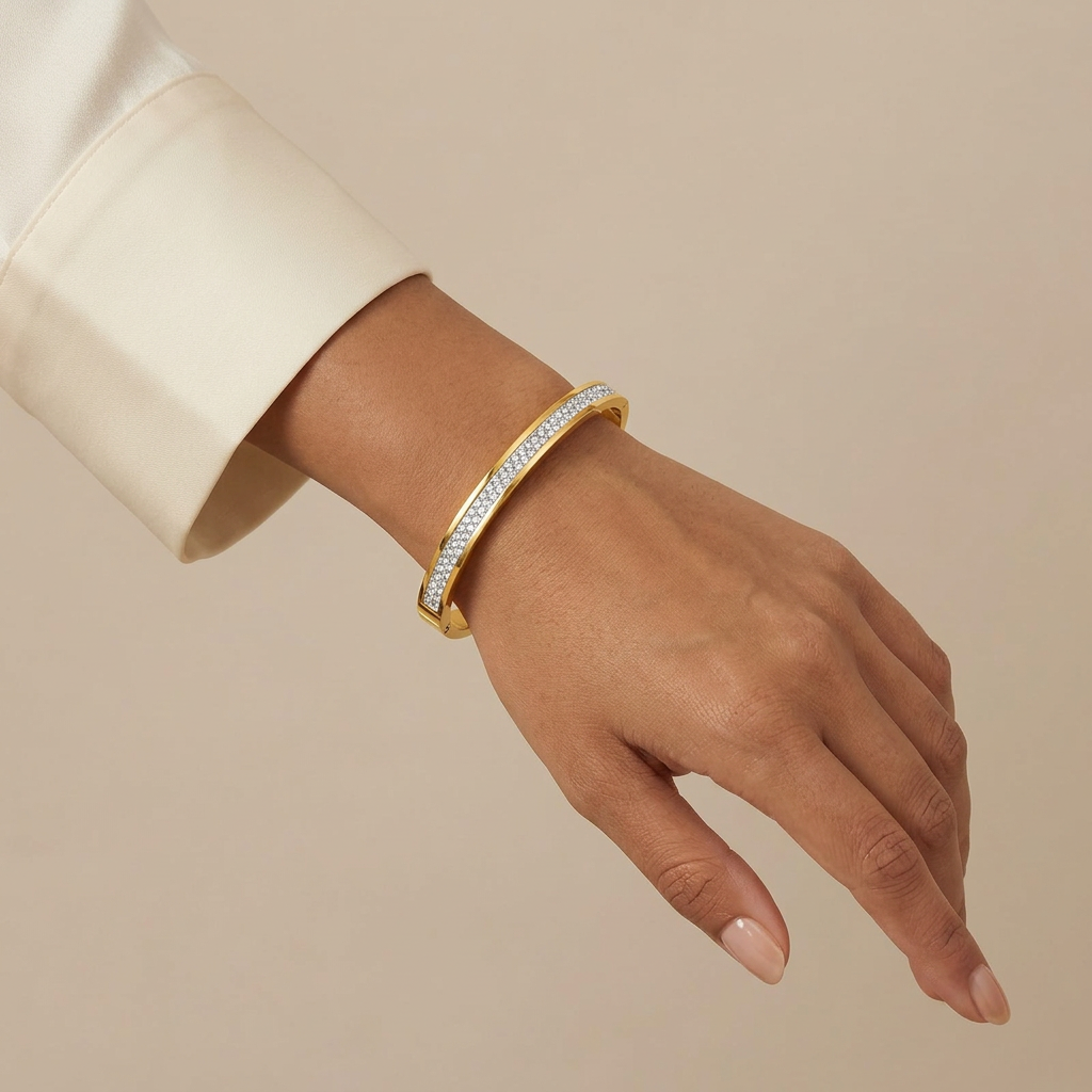 Radiant bangle replacement with a single-hand composition