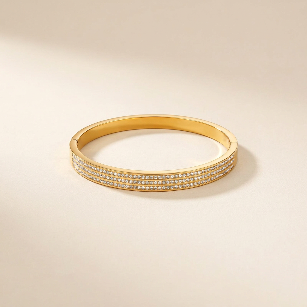 Trio Gold-Plated Bangle, smaller framing