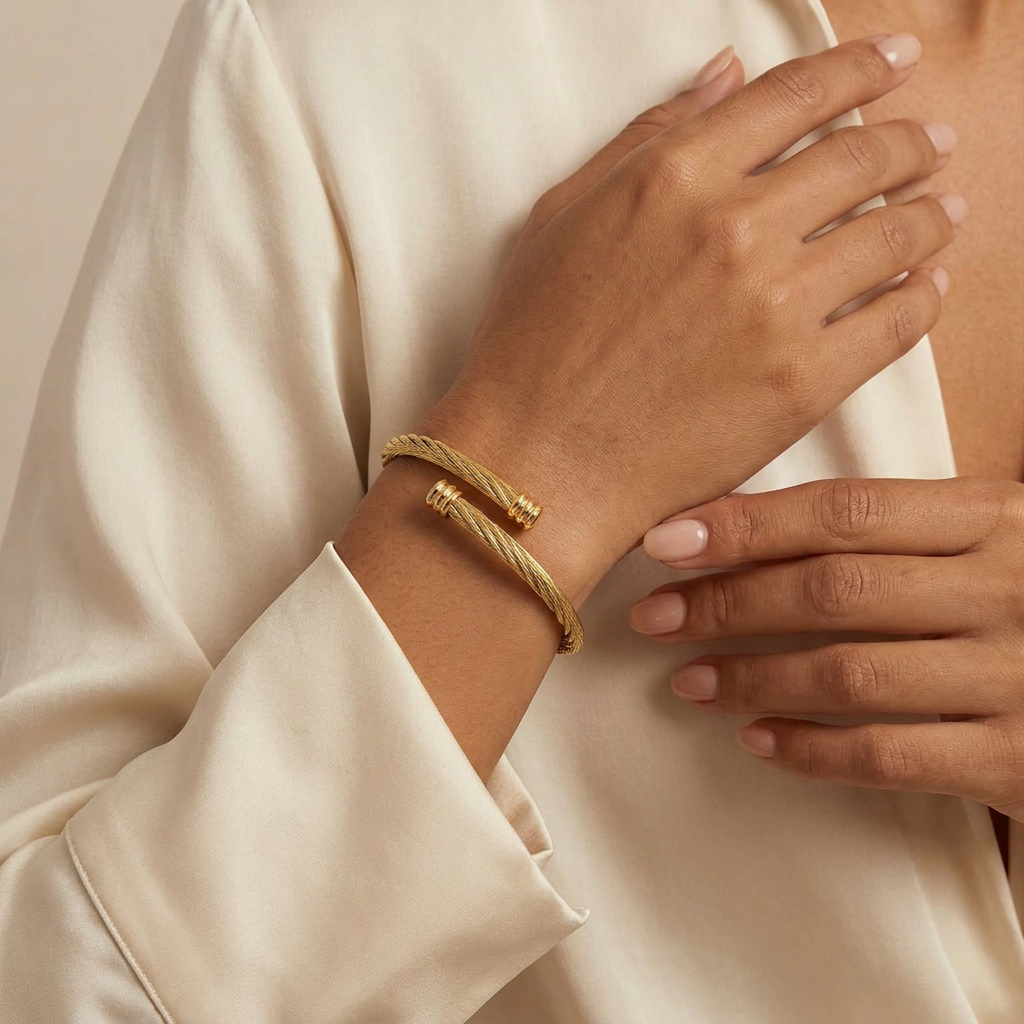 Twist cuff with youthful adult-hand styling