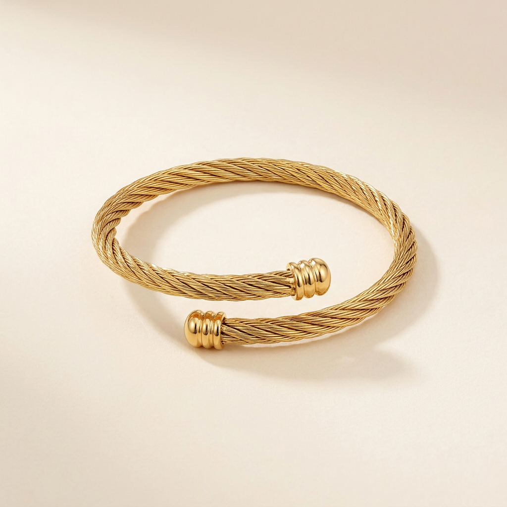 Twist Gold-Plated Cuff, smaller framing